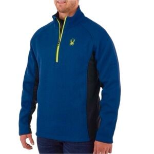 New SPYDER Outbound Half Zip Pullover Fleece Sweater Jacket Royal Blue Winter SM